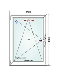 Okno PCV 110 x 150 cm Rozwierno-Uchylne Dwuszybowe Gealan S 8000 2