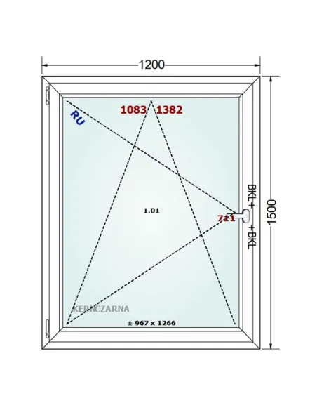 Okno PCV 120 x 150 cm Rozwierno-Uchylne Dwuszybowe Gealan S 8000