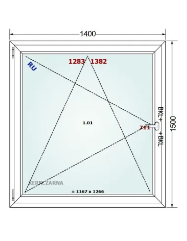 Okno PCV 140 x 150 cm Rozwierno-Uchylne Dwuszybowe Gealan S 8000