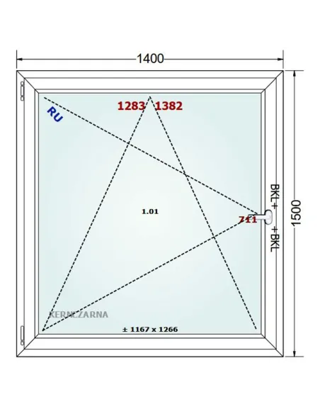 Okno PCV 140 x 150 cm Rozwierno-Uchylne Dwuszybowe Gealan S 8000