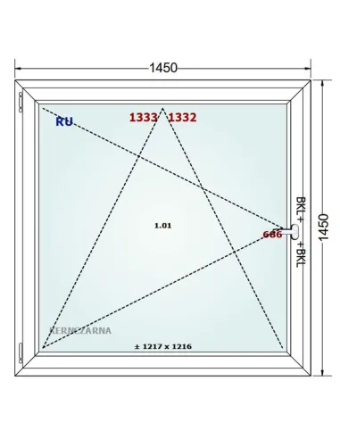 Okno PCV 145 x 145 cm Rozwierno-Uchylne Dwuszybowe Gealan S 8000