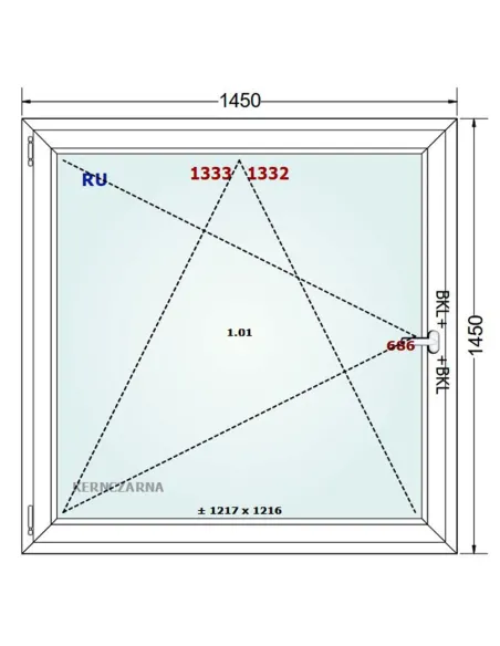Okno PCV 145 x 145 cm Rozwierno-Uchylne Dwuszybowe Gealan S 8000