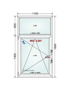 Okno PCV 110 x 190 cm FIX-Rozwierno-Uchylne Dwuszybowe Gealan S 8000 2