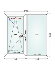 Okno PCV 150 x 150 cm Rozwierno-Uchylne-FIX Dwuszybowe Gealan S 8000 2