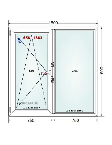 Okno PCV 150 x 150 cm Rozwierno-Uchylne-FIX Dwuszybowe Gealan S 8000