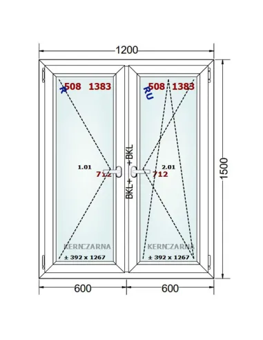 Okno PCV 120 x 150 cm Rozwierne-Rozwierno-Uchylne Dwuszybowe Gealan S 8000