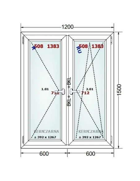 Okno PCV 120 x 150 cm Rozwierne-Rozwierno-Uchylne Dwuszybowe Gealan S 8000