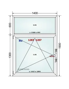 Okno PCV 140 x 190 cm FIX-Rozwierno-Uchylne Dwuszybowe Gealan S 8000 2