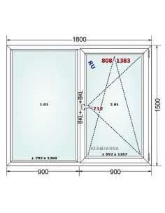 Okno PCV 180 x 150 cm FIX-Rozwierno-Uchylne Dwuszybowe Gealan S 8000 2