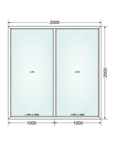 Okno PCV 200 x 200 cm FIX-FIX Dwuszybowe Gealan S 8000