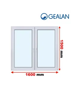 Okno PCV 160 x 150 cm Rozwierno-Uchylne-Rozwierno-Uchylne Dwuszybowe Gealan S 8000