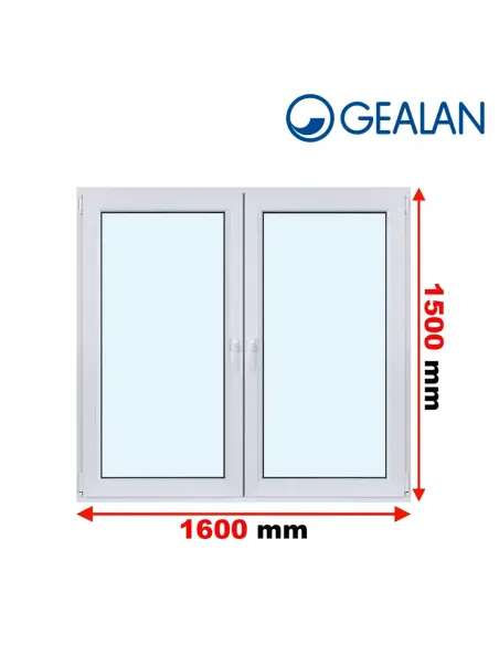 Okno PCV 160 x 150 cm Rozwierno-Uchylne-Rozwierno-Uchylne Dwuszybowe Gealan S 8000
