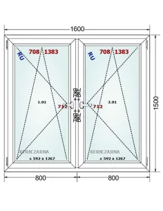 Okno PCV 160 x 150 cm Rozwierno-Uchylne-Rozwierno-Uchylne Dwuszybowe Gealan S 8000 2
