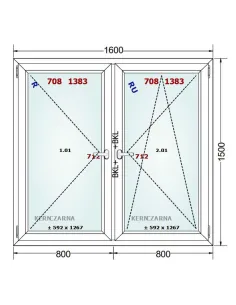 Okno PCV 160 x 150 cm Rozwierne-Rozwierno-Uchylne Dwuszybowe Gealan S 8000 2