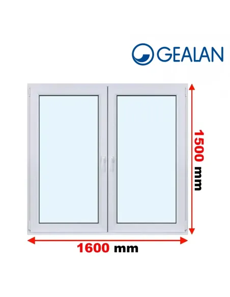 Okno PCV 160 x 150 cm Rozwierne-Rozwierno-Uchylne Dwuszybowe Gealan S 8000