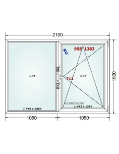 Okno PCV 210 x 150 cm FIX-Rozwierno-Uchylne Dwuszybowe Gealan S 8000 2