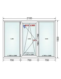 Okno PCV 210 x 150 cm FIX-Rozwierno-Uchylne-FIX Dwuszybowe Gealan S 8000 2