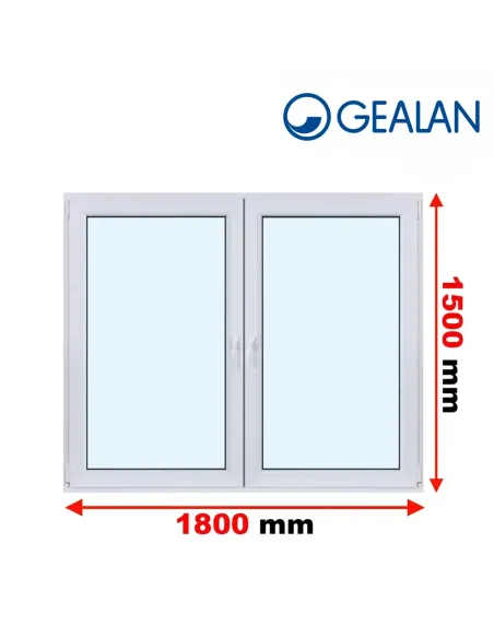 Okno PCV 180 x 150 cm Rozwierne-Rozwierno-Uchylne Dwuszybowe Gealan S 8000