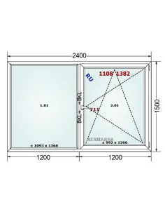 Okno PCV 240 x 150 cm Rozwierne-Rozwierno-Uchylne Dwuszybowe Gealan S 8000 2