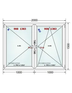 Okno PCV 200 x 150 cm Rozwierne-Rozwierno-Uchylne Dwuszybowe Gealan S 8000 2