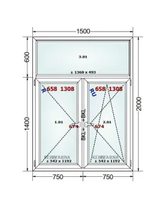 Okno PCV 150 x 200 cm FIX-Rozwierne-Rozwierno-Uchylne Dwuszybowe Gealan S 8000 2