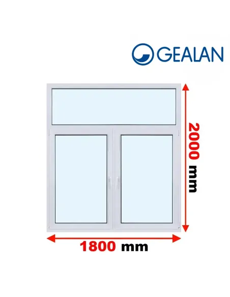 Okno PCV 180 x 200 cm FIX-Rozwierne-Rozwierno-Uchylne Dwuszybowe Gealan S 8000