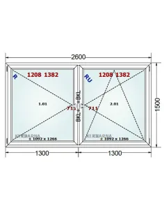 Okno PCV 260 x 150 cm Rozwierne-Rozwierno-Uchylne Dwuszybowe Gealan S 8000 2