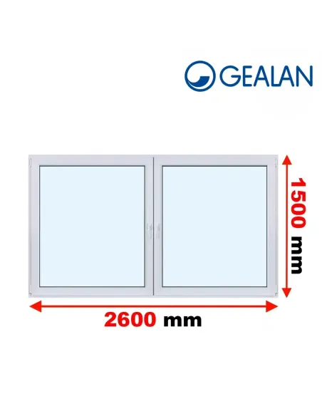 Okno PCV 260 x 150 cm Rozwierne-Rozwierno-Uchylne Dwuszybowe Gealan S 8000