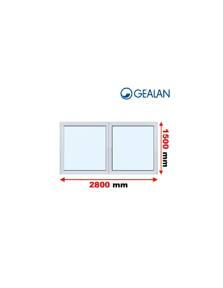 Okno PCV 280 x 150 cm Rozwierne-Rozwierno-Uchylne Dwuszybowe Gealan S 8000