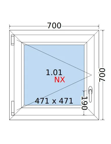 Okno PCV 70x70 cm Rozwierne Dwuszybowe Decco EkoSun 6