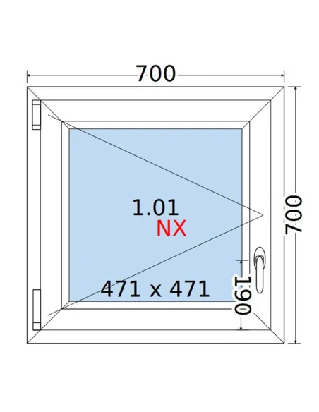 Okno PCV 70x70 cm Rozwierne Dwuszybowe Decco EkoSun 6
