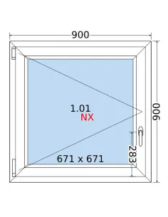 Okno PCV 90x90 cm Rozwierne Dwuszybowe Decco EkoSun 6 2