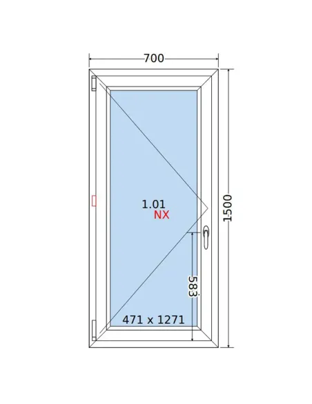 Okno PCV 70x150 cm Rozwierne Dwuszybowe Decco EkoSun 6