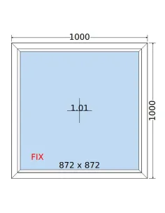 Okno PCV 100x100 cm FIX (Stałe) Dwuszybowe Decco EkoSun 6 2