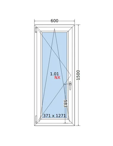 Okno PCV 60x150 cm Rozwierno-Uchylne Dwuszybowe Decco EkoSun 6