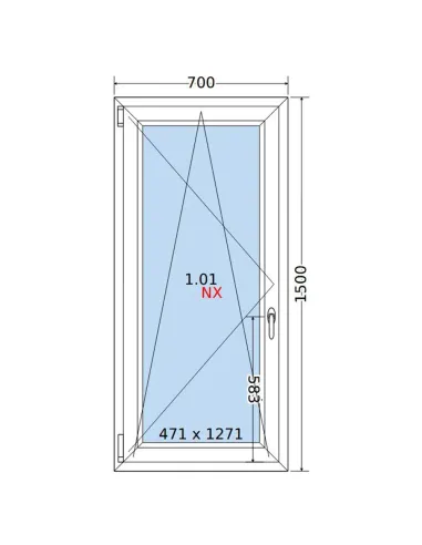 Okno PCV 70x150 cm Rozwierno-Uchylne Dwuszybowe Decco EkoSun 6