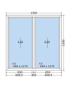 Okno PCV 130x130 cm FIX-FIX (Stałe) Dwuszybowe Decco EkoSun 6 2