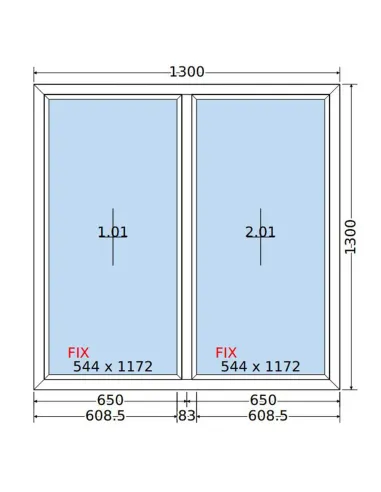 Okno PCV 130x130 cm FIX-FIX (Stałe) Dwuszybowe Decco EkoSun 6