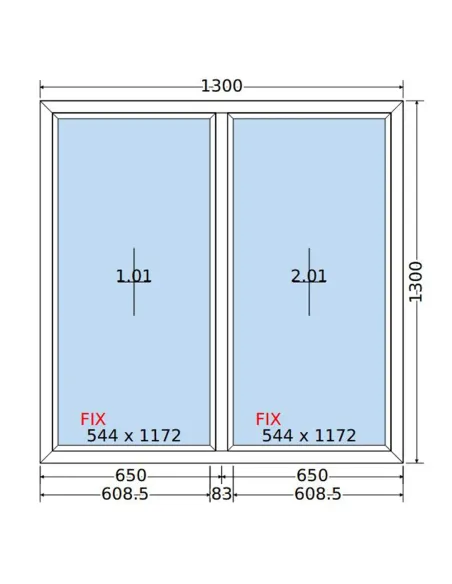 Okno PCV 130x130 cm FIX-FIX (Stałe) Dwuszybowe Decco EkoSun 6