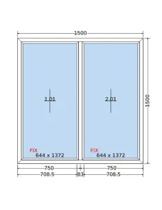 Okno PCV 150x150 cm FIX-FIX (Stałe) Dwuszybowe Decco EkoSun 6 2