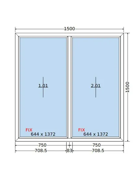 Okno PCV 150x150 cm FIX-FIX (Stałe) Dwuszybowe Decco EkoSun 6