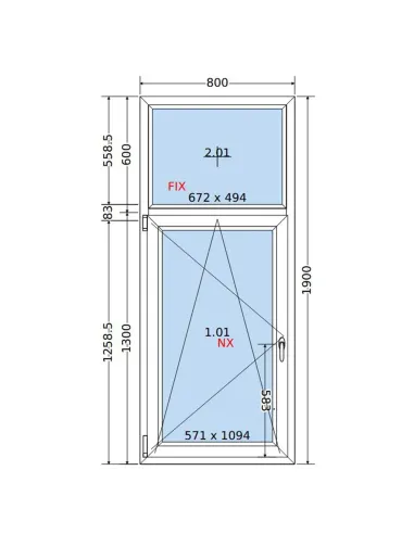 Okno PCV 80x190 cm FIX-Rozwierno-Uchylne Dwuszybowe Decco EkoSun 6