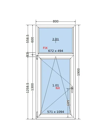 Okno PCV 80x190 cm FIX-Rozwierno-Uchylne Dwuszybowe Decco EkoSun 6