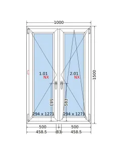 Okno PCV 100x150 cm Rozwierne-Rozwierno-Uchylne Dwuszybowe Decco EkoSun 6 2