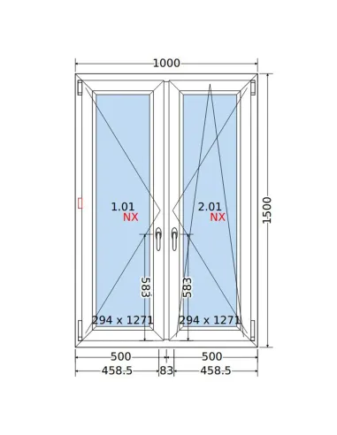 Okno PCV 100x150 cm Rozwierne-Rozwierno-Uchylne Dwuszybowe Decco EkoSun 6