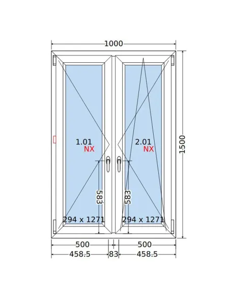 Okno PCV 100x150 cm Rozwierne-Rozwierno-Uchylne Dwuszybowe Decco EkoSun 6