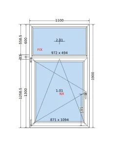 Okno PCV 110x190 cm FIX-Rozwierno-Uchylne Dwuszybowe Decco EkoSun 6 2