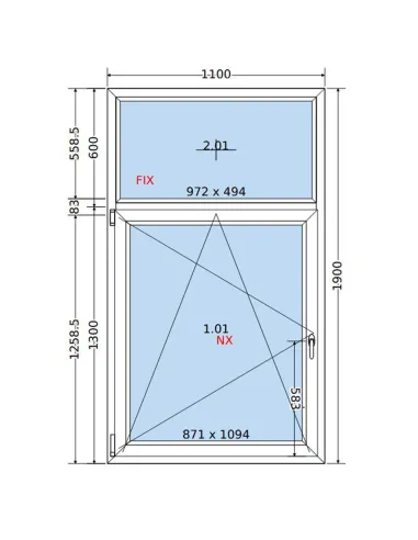 Okno PCV 110x190 cm FIX-Rozwierno-Uchylne Dwuszybowe Decco EkoSun 6
