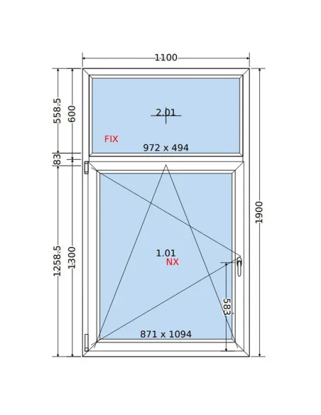 Okno PCV 110x190 cm FIX-Rozwierno-Uchylne Dwuszybowe Decco EkoSun 6