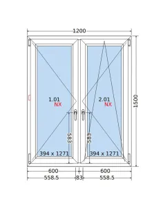 Okno PCV 120x150 cm Rozwierne-Rozwierno-Uchylne Dwuszybowe Decco EkoSun 6 2